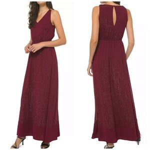 Michael Kors | Dark Ruby Red Metallic Embellished Formal Sleeveless Maxi Dress S